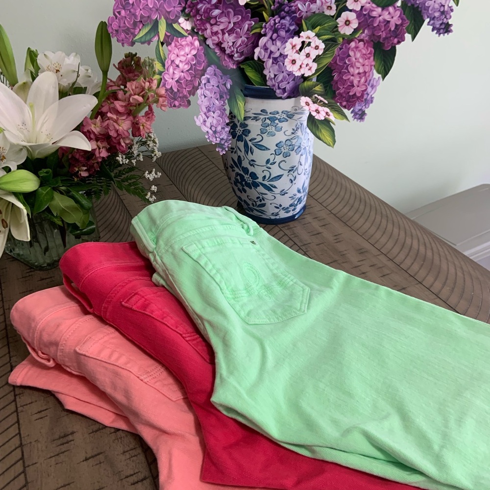 Lilly Pulitzer Women's Straight Leg Jeans - Mint, Coral, Fuchsia
